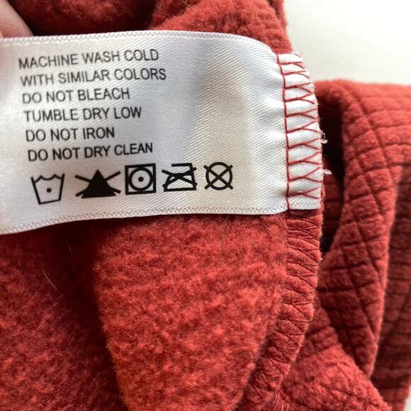 Orvis Waffle Knit 1/4 Zip Thermal Fleece Sweatshirt Men M Rust Orange Mock Neck - Picture 8 of 9